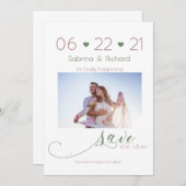 Dusty Rose & Sage Foto Save the Date Minimalistisc (Vorne/Hinten)