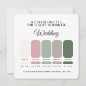 Dusty Rose Sage Green Wedding Color Palette Card Einladung (Rückseite)