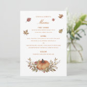 Dusty Rose Sage Rust Pumpkin Herbstlaubs Menü Menükarte (Stehend Vorderseite)