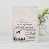 Dusty Rose Schweden Pass Einladung Hochzeit (Stehend Vorderseite)
