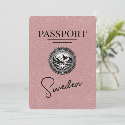 Dusty Rose Schweden Pass Save the Date (Stehend Vorderseite)
