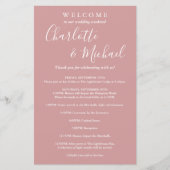 Dusty Rose Script Guest Wedding Weekend Program (Vorderseite)