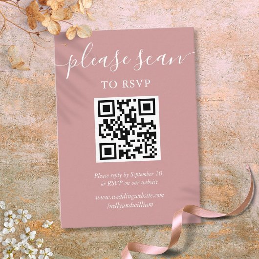 Dusty Rose Script UAWG QR Code Begleitkarte