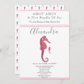 Dusty Rose Seepferd Pink Girl Floral Baby Dusche (Vorne/Hinten)