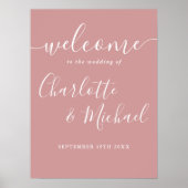 Dusty Rose Signature Script Hochzeit Begrüßungszei Poster (Vorne)