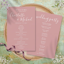 Dusty Rose Signature Script Wedding Programm