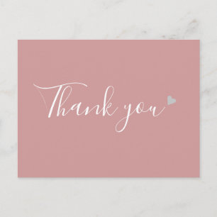 Dusty Rose Silber Herz Schrift Geschäft Danke Postkarte