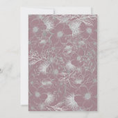 Dusty Rose Silver Floral Wedding Einladung (Rückseite)