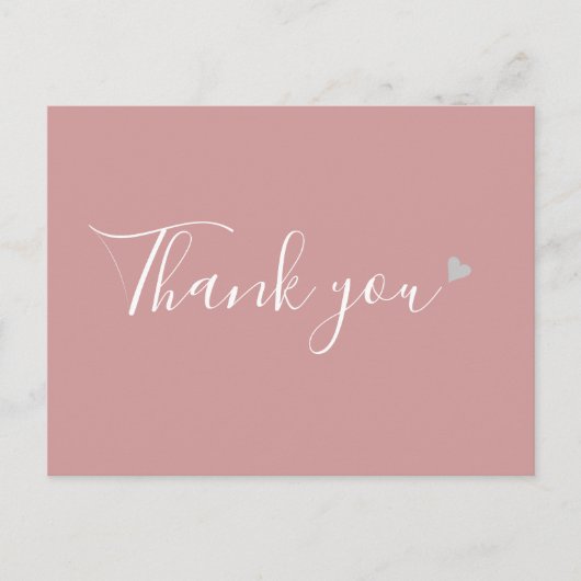 Dusty Rose Silver Heart Script Business Vielen Dan Postkarte (Vorderseite)