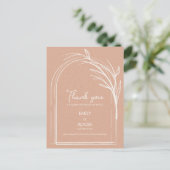 Dusty Rose Simple Arch Botanical Wedding Thank You Postkarte (Stehend Vorderseite)