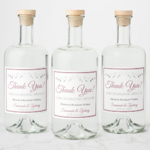 Dusty Rose Simple Elegante White Wedding Vielen Da Alkoholflaschenetikett