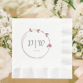 Dusty Rose Simple Heart Wreath Monogram Wedding Serviette