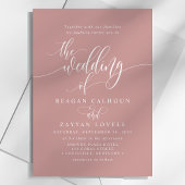 Dusty Rose Simple Modern Script Wedding Einladung