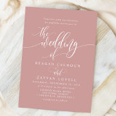 Dusty Rose Simple Modern Script Wedding Einladung