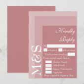 Dusty Rose Simple Modern Script Wedding RSVP Card Dankeskarte (Vorne/Hinten)