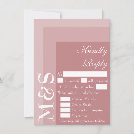Dusty Rose Simple Modern Script Wedding RSVP Card Dankeskarte (Vorderseite)