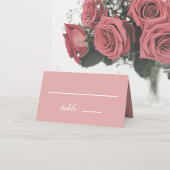 Dusty Rose Simple Pink White Calligraphy Wedding Platzkarte