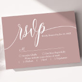 Dusty Rose Simple Script Wedding RSVP Card Karte