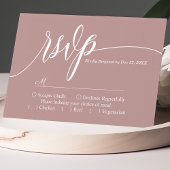 Dusty Rose Simple Script Wedding RSVP Card Karte