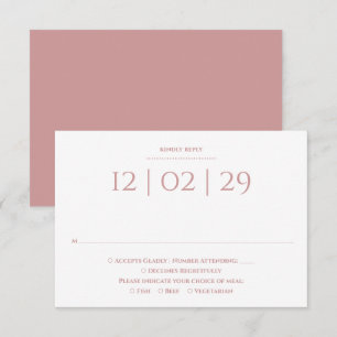 Dusty Rose Simple Special Date Hochzeit RSVP Karte