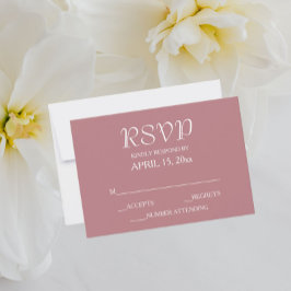 Dusty Rose Simple Style Wedding RSVP Karte