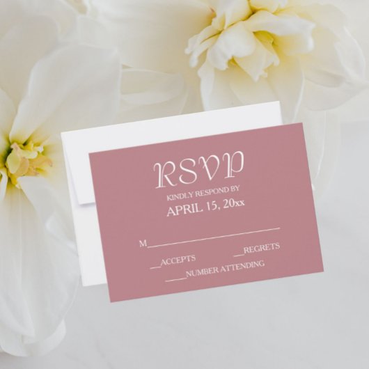 Dusty Rose Simple Style Wedding RSVP Karte