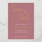 Dusty Rose Simple Style Wedding Save the Date Folieneinladung (Vorderseite)
