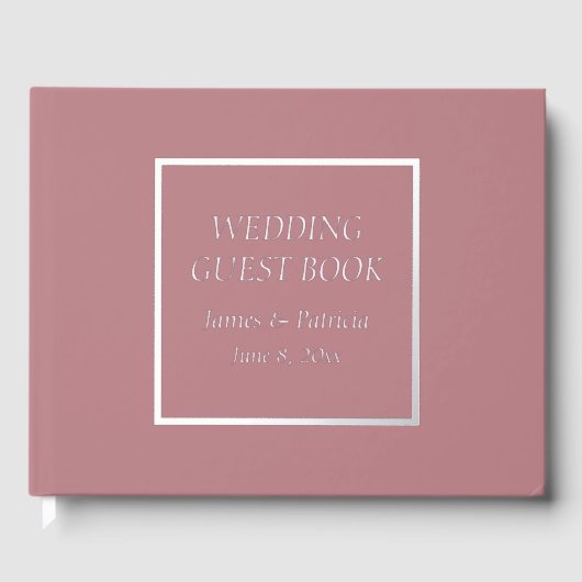 Dusty Rose Simple Stylized Lettering Wedding Gästebuch (Vorderseite)
