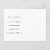 Dusty Rose Skript Hochzeit Speichern Sie das Date  Postkarte (Rückseite)