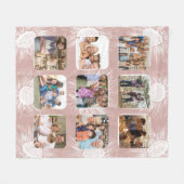 Dusty Rose Sonnenblumen Simplistic 9 Foto Collage Fleecedecke (Vorderseite (Horizontal))