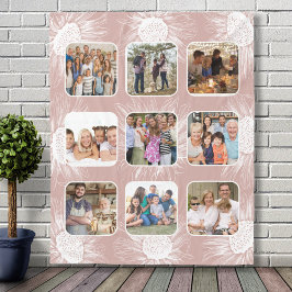 Dusty Rose Sonnenblumen Simplistic 9 Foto Collage Fleecedecke