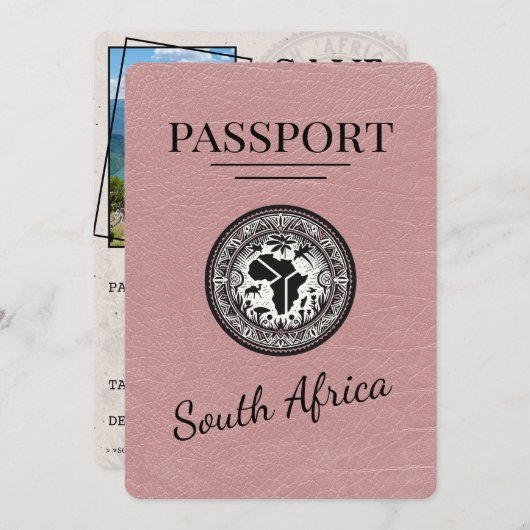 Dusty Rose South Africa Passport Save The Date (Vorne/Hinten)