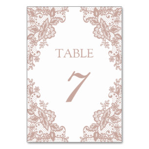 Dusty Rose Spitze Hochzeit Tischnummer