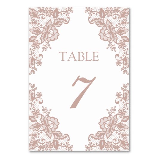 Dusty Rose Spitze Hochzeit Tischnummer (Rückseite)