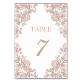 Dusty Rose Spitze Hochzeit Tischnummer (Vorderseite)