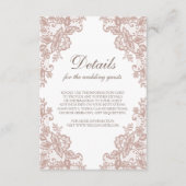 Dusty Rose Spitze Hochzeitskarte Begleitkarte (Vorderseite)