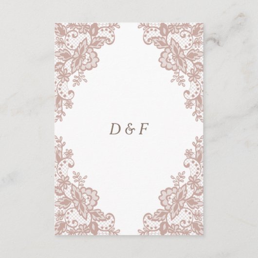 Dusty Rose Spitze Hochzeitskarte Begleitkarte (Rückseite)