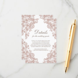 Dusty Rose Spitze Hochzeitskarte Begleitkarte