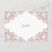 Dusty Rose Spitze Hochzeitskarte Begleitkarte (Rückseite)