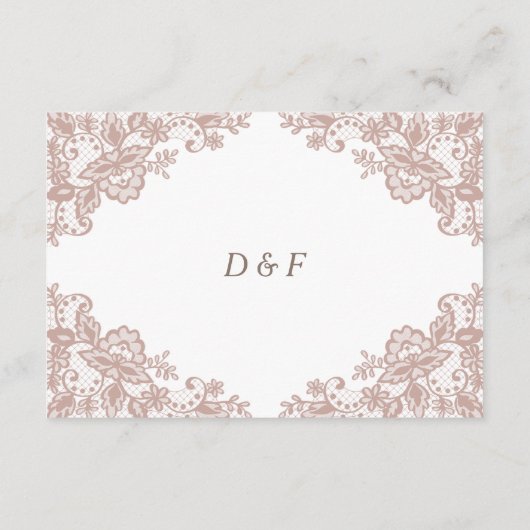 Dusty Rose Spitze Hochzeitskarte Begleitkarte (Rückseite)