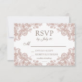 Dusty Rose Spitzen Hochzeit rsvp Karte (Vorderseite)