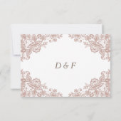 Dusty Rose Spitzen Hochzeit rsvp Karte (Rückseite)
