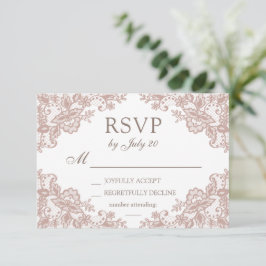 Dusty Rose Spitzen Hochzeit rsvp Karte