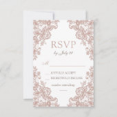 Dusty Rose Spitzen Hochzeit rsvp Karte (Vorderseite)