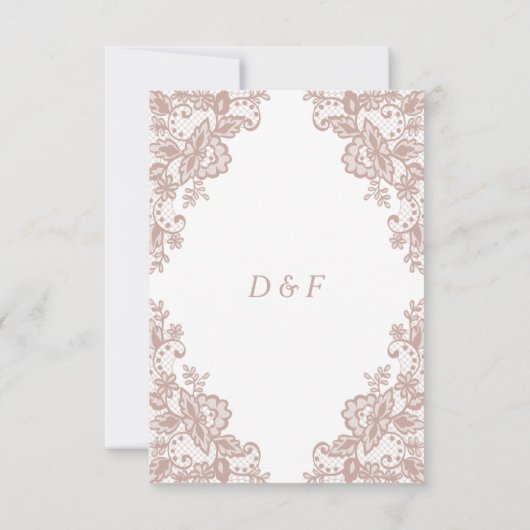 Dusty Rose Spitzen Hochzeit rsvp Karte (Rückseite)