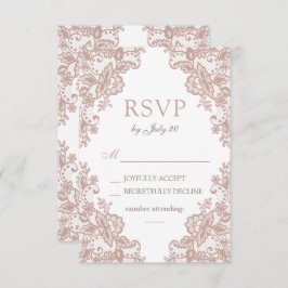 Dusty Rose Spitzen Hochzeit rsvp Karte
