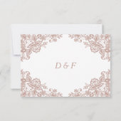 Dusty Rose Spitzen Hochzeit rsvp Karte (Rückseite)