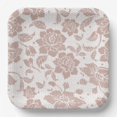 Dusty Rose Spitzen Hochzeitspapier Teller (Vorderseite)
