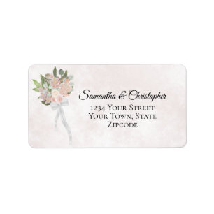 Dusty Rose Spring Floral Bouquet Wedding Address Adressaufkleber