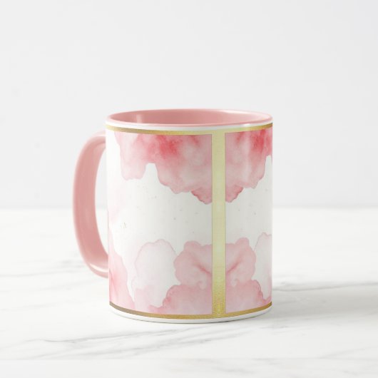 Dusty Rose Sprinkled Gold Frame Tasse (Vorderseite Links)